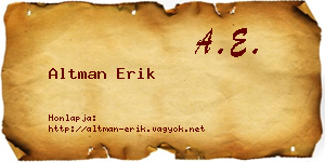 Altman Erik névjegykártya